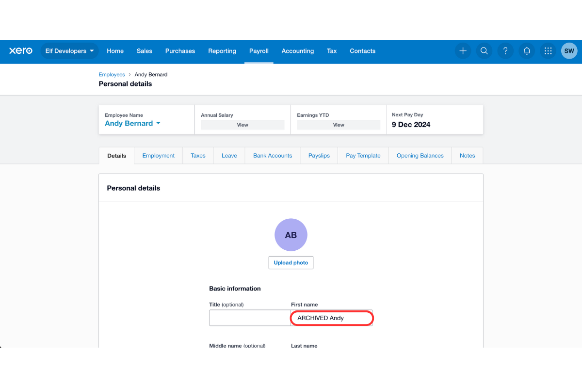 Staff management interface in RosterElf