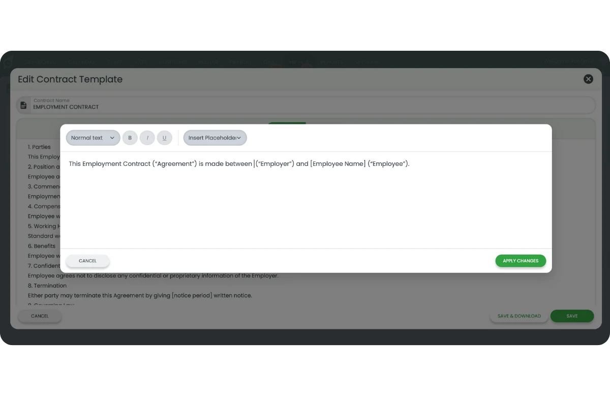 Edit paragraph modal open in Simple mode with formatting toolbar visible