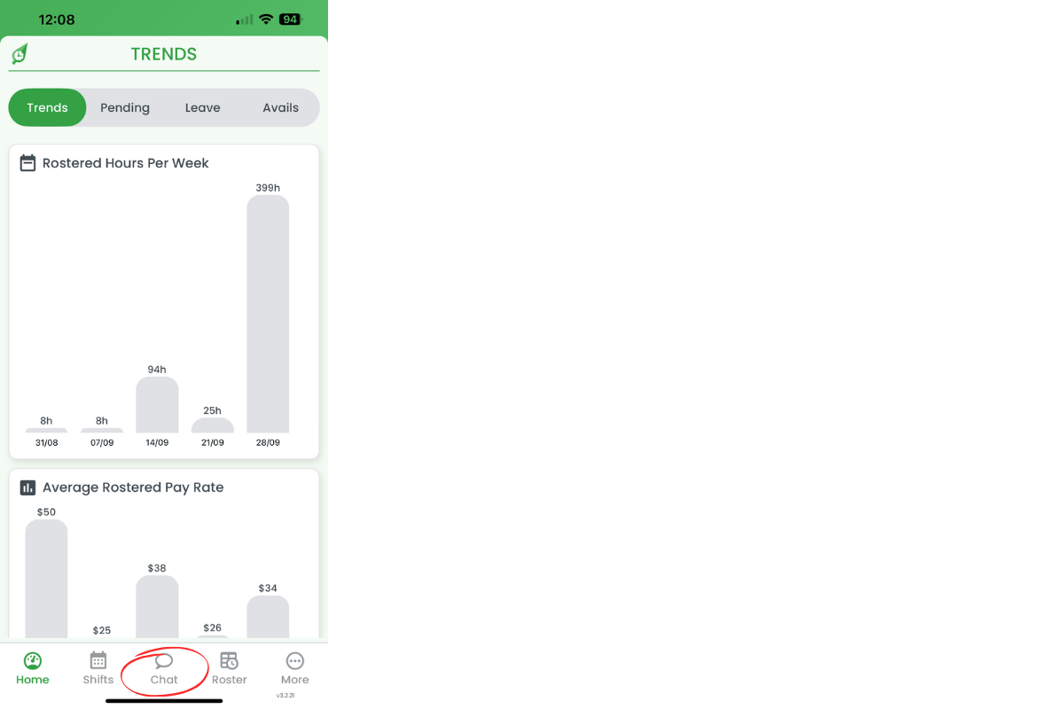 Chat icon on home screen