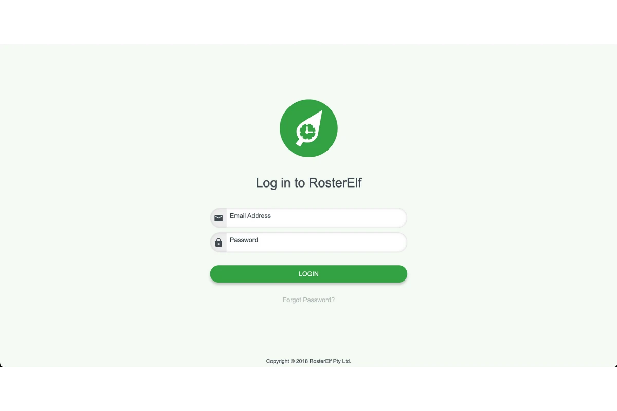 RosterElf web dashboard after logging in