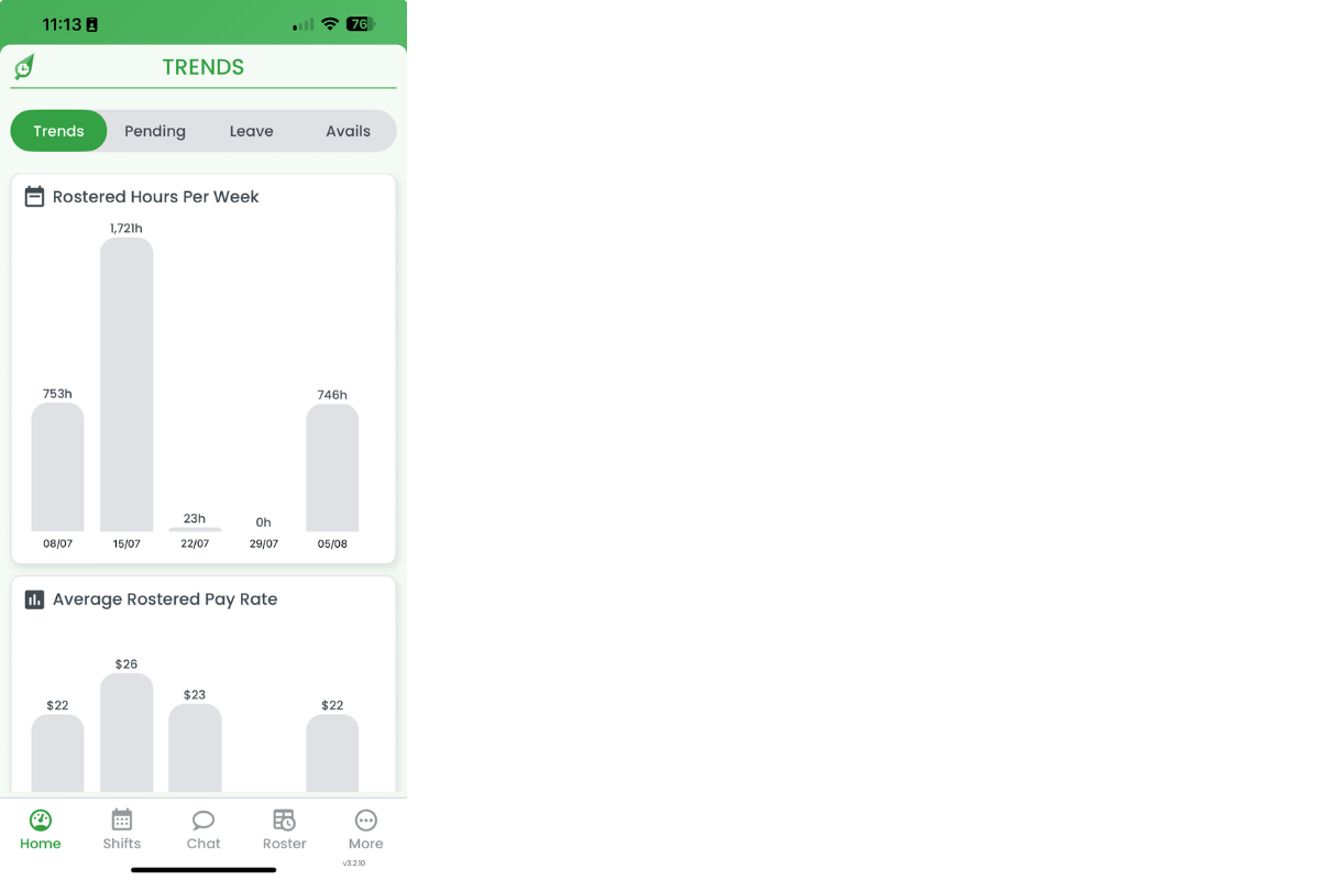 Payroll section in RosterElf