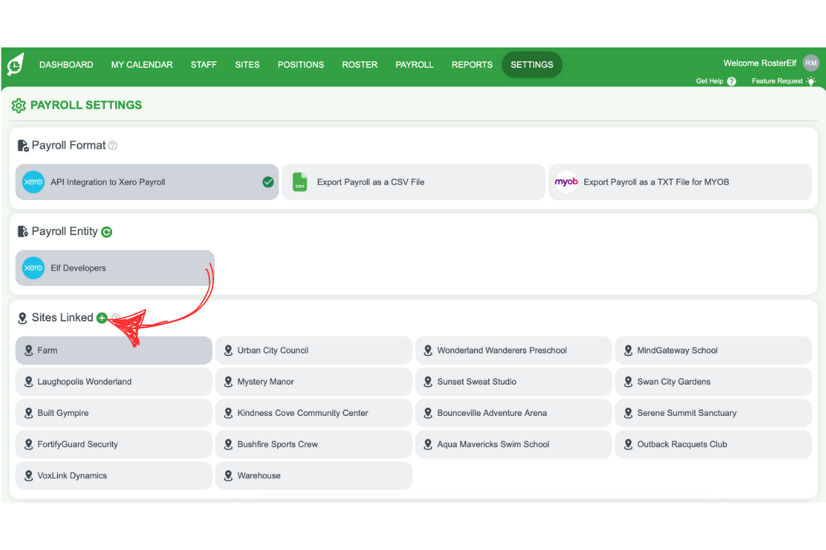 Screenshot showing the plus (+) symbol for adding a new site