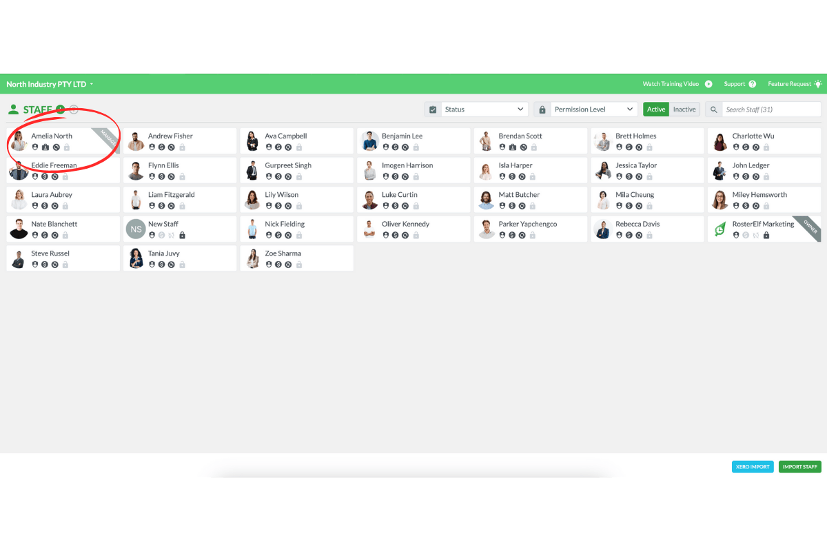 Selecting an employee from staff list