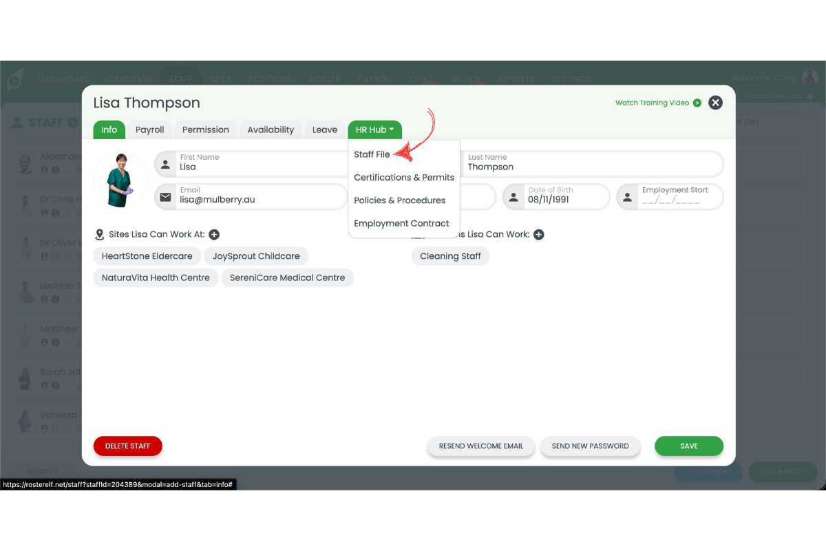 Onboarding information sections