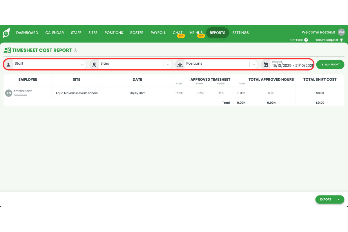 Screenshot from RosterElf showing the interface step
