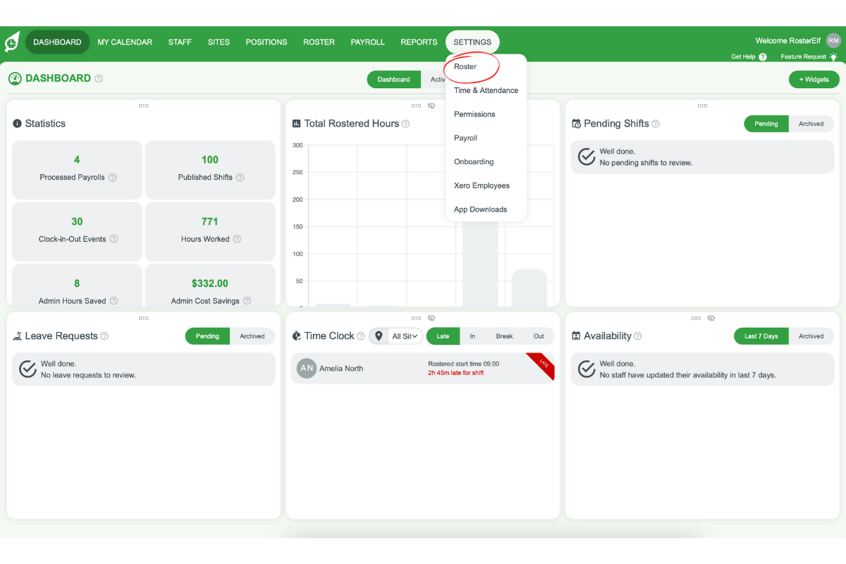 RosterElf - Roster settings menu