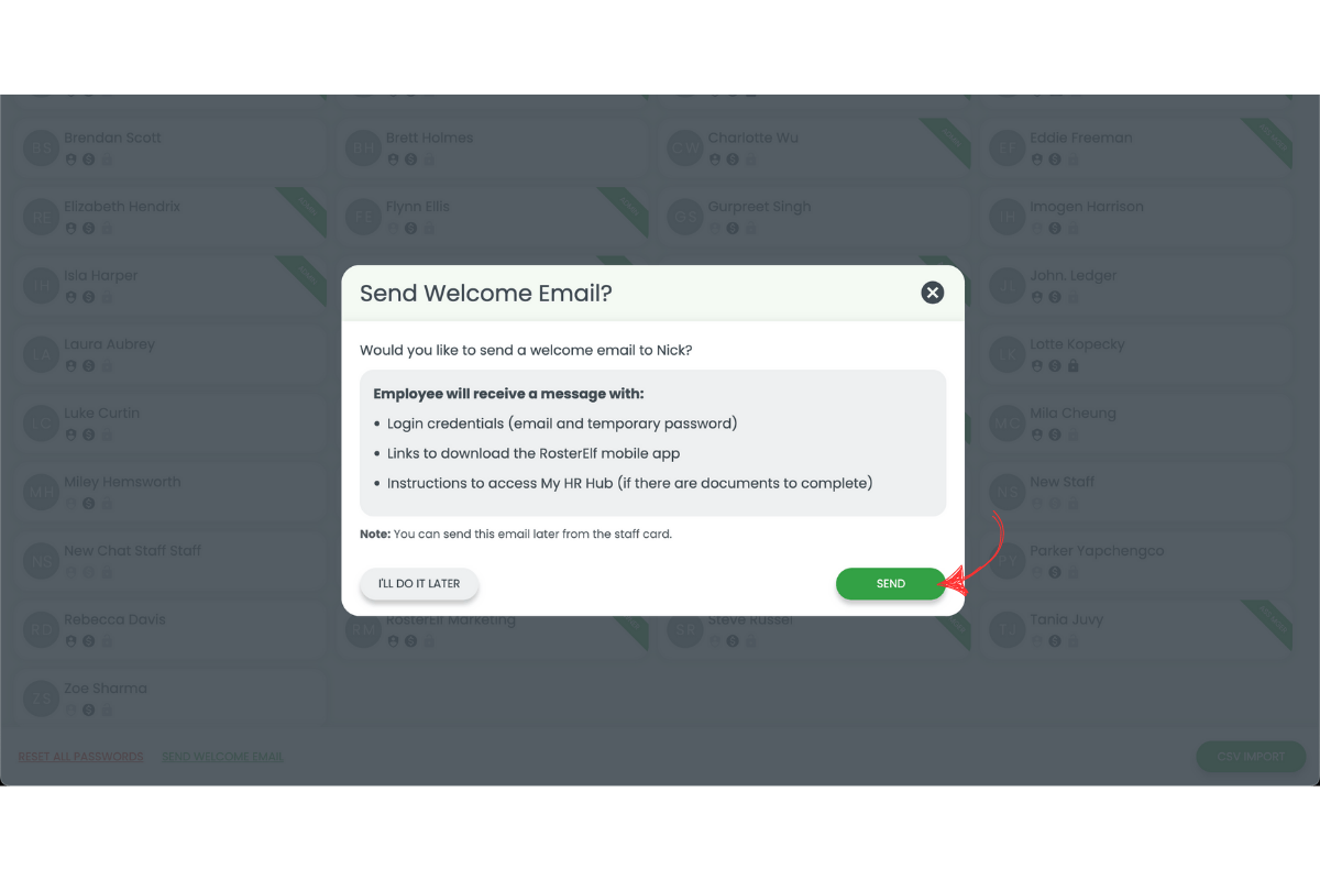 Send confirmation dialog