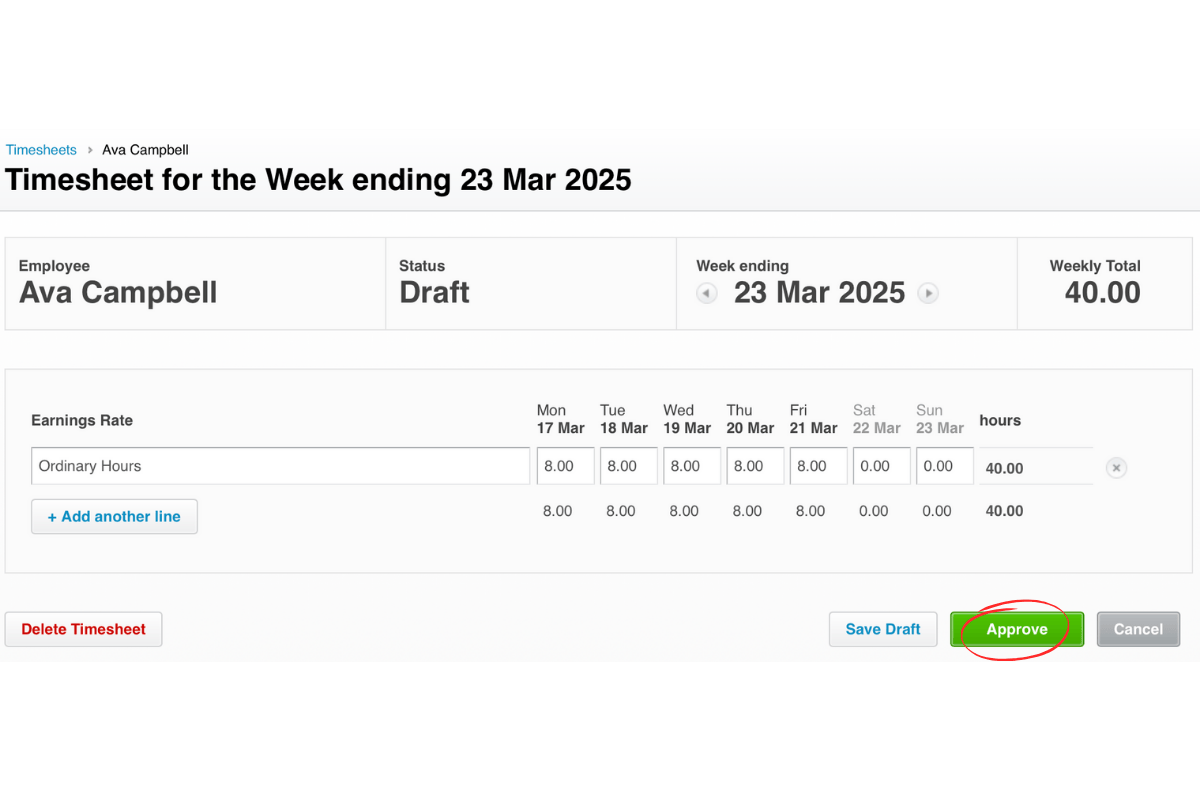 Xero integration screen in RosterElf
