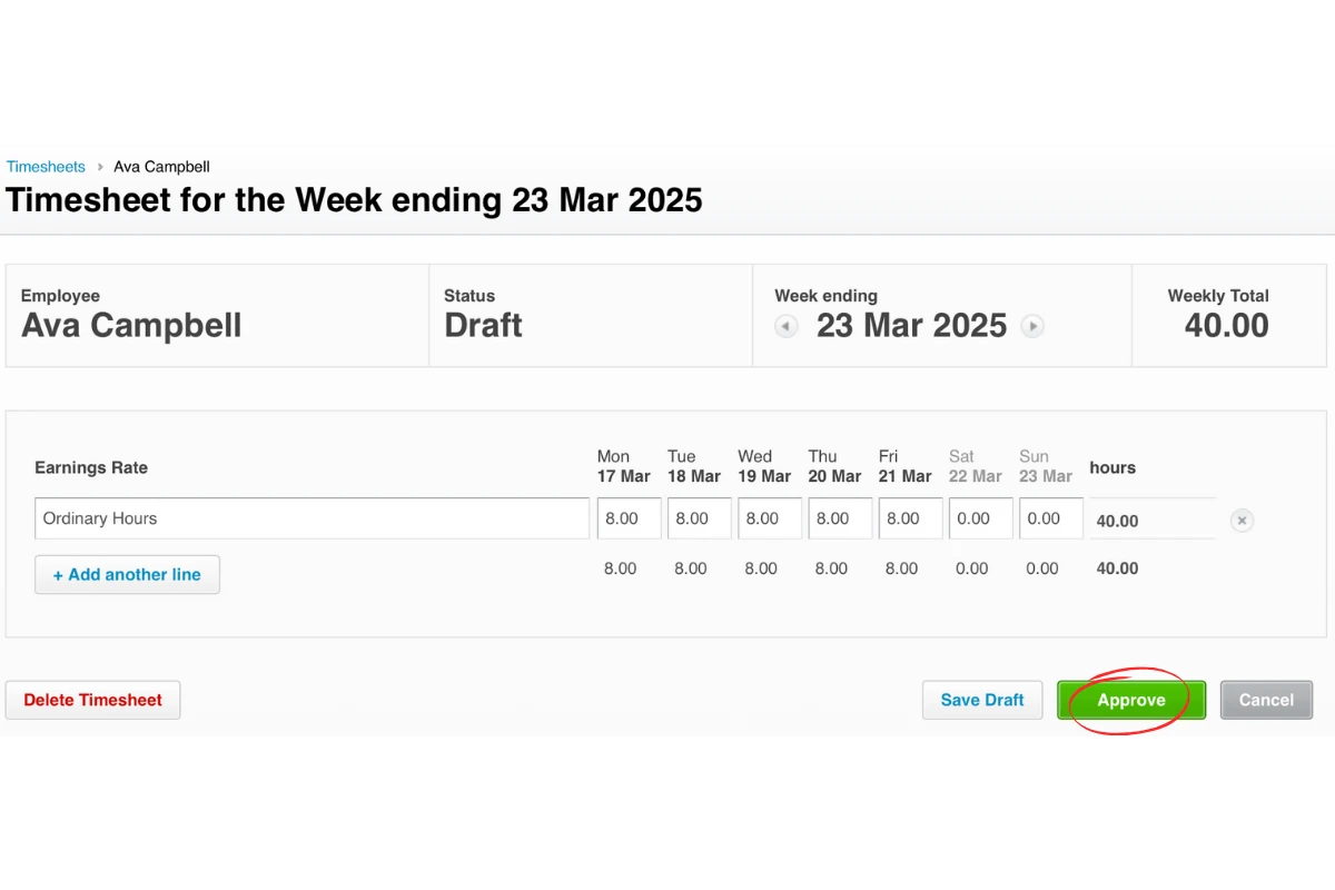 Transferred shifts shown as draft timesheets in Xero