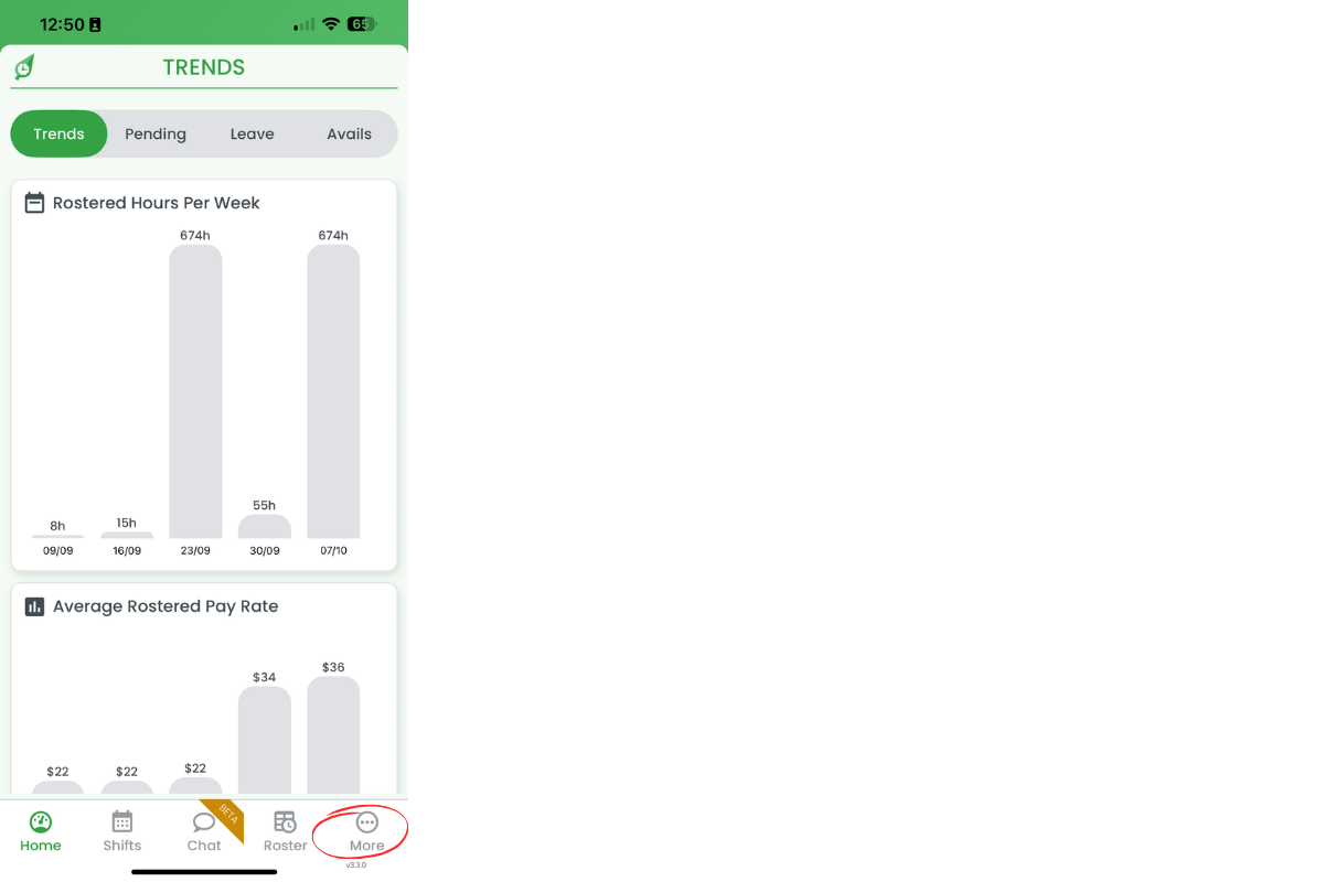 More option in bottom navigation