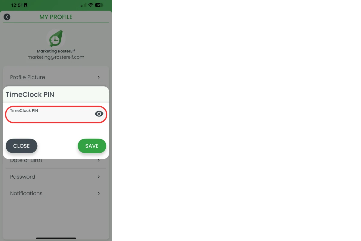 Enter PIN screen