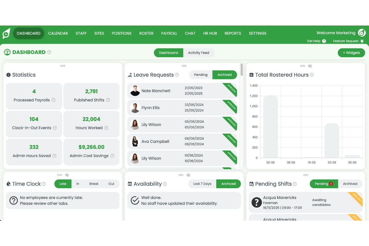 RosterElf login screen