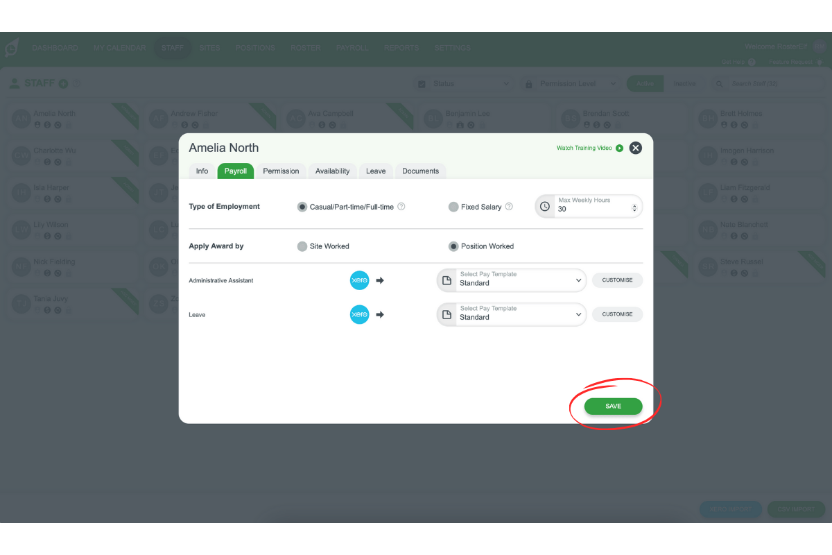 Screenshot highlighting the Save button
