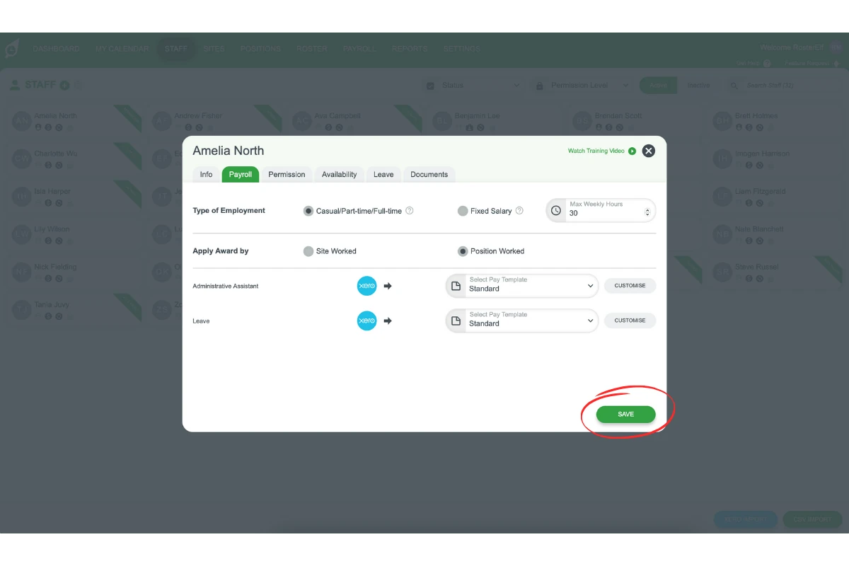 Screenshot highlighting the Save button