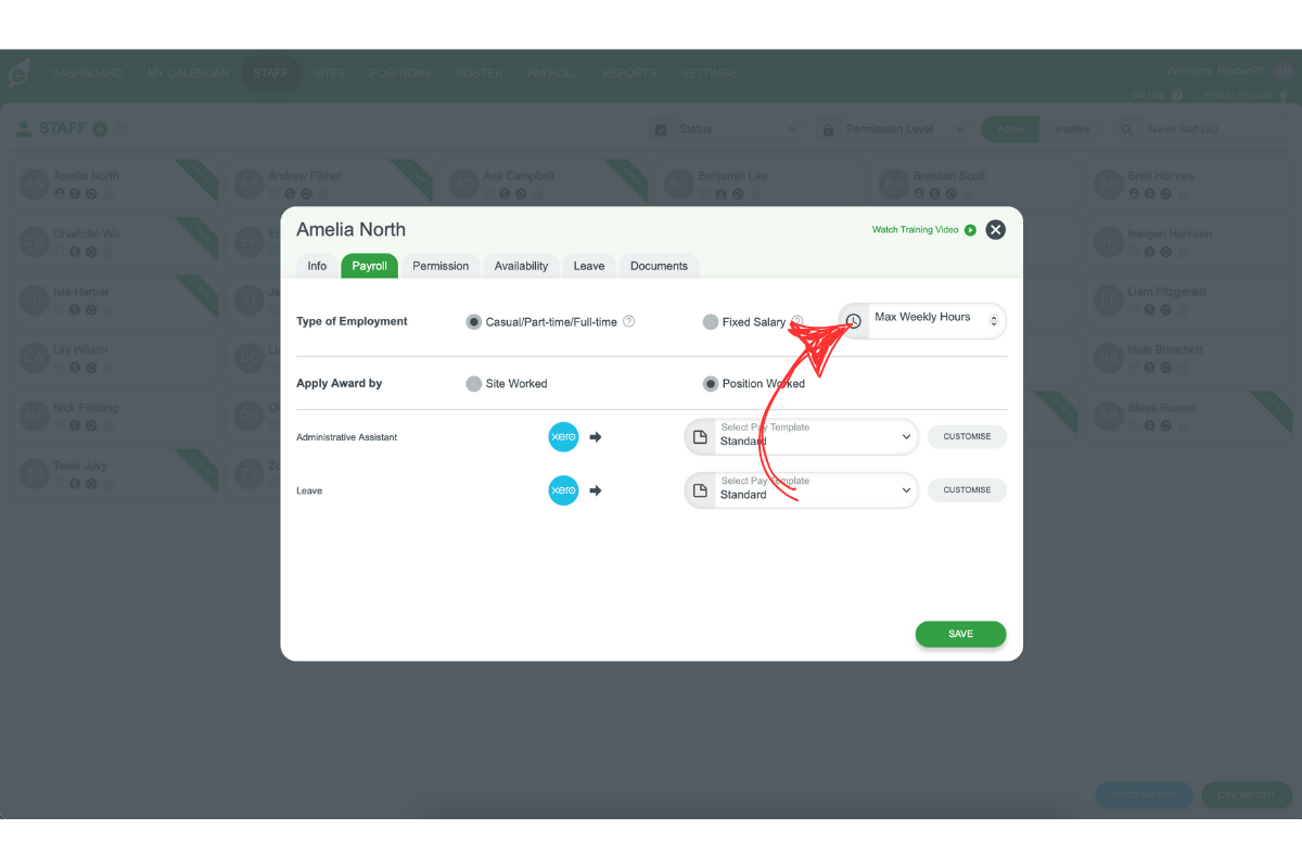 Screenshot showing the Max Weekly Hours field