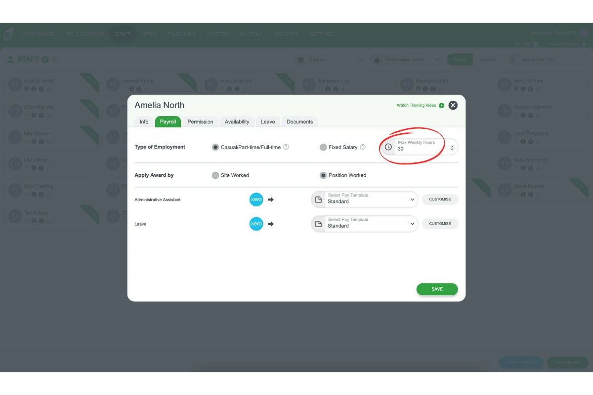 Screenshot illustrating where to type in the maximum hours