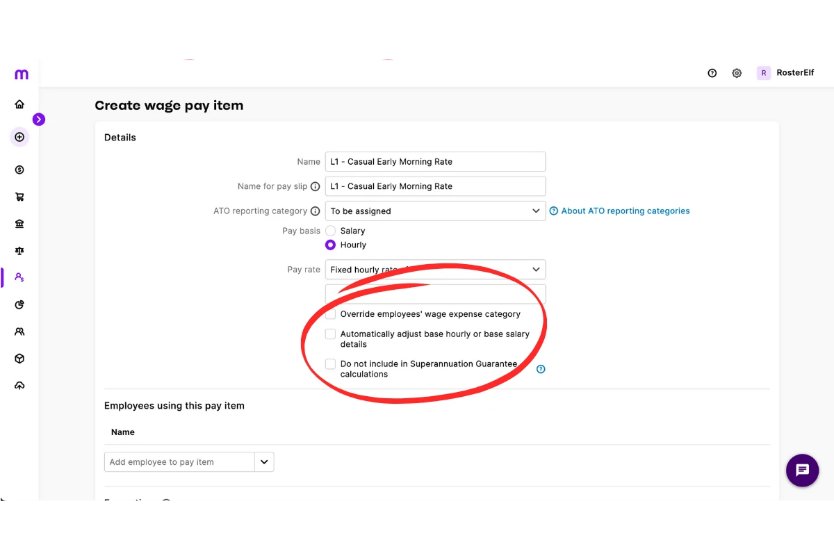 MYOB My Business pay item settings being reviewed and checked