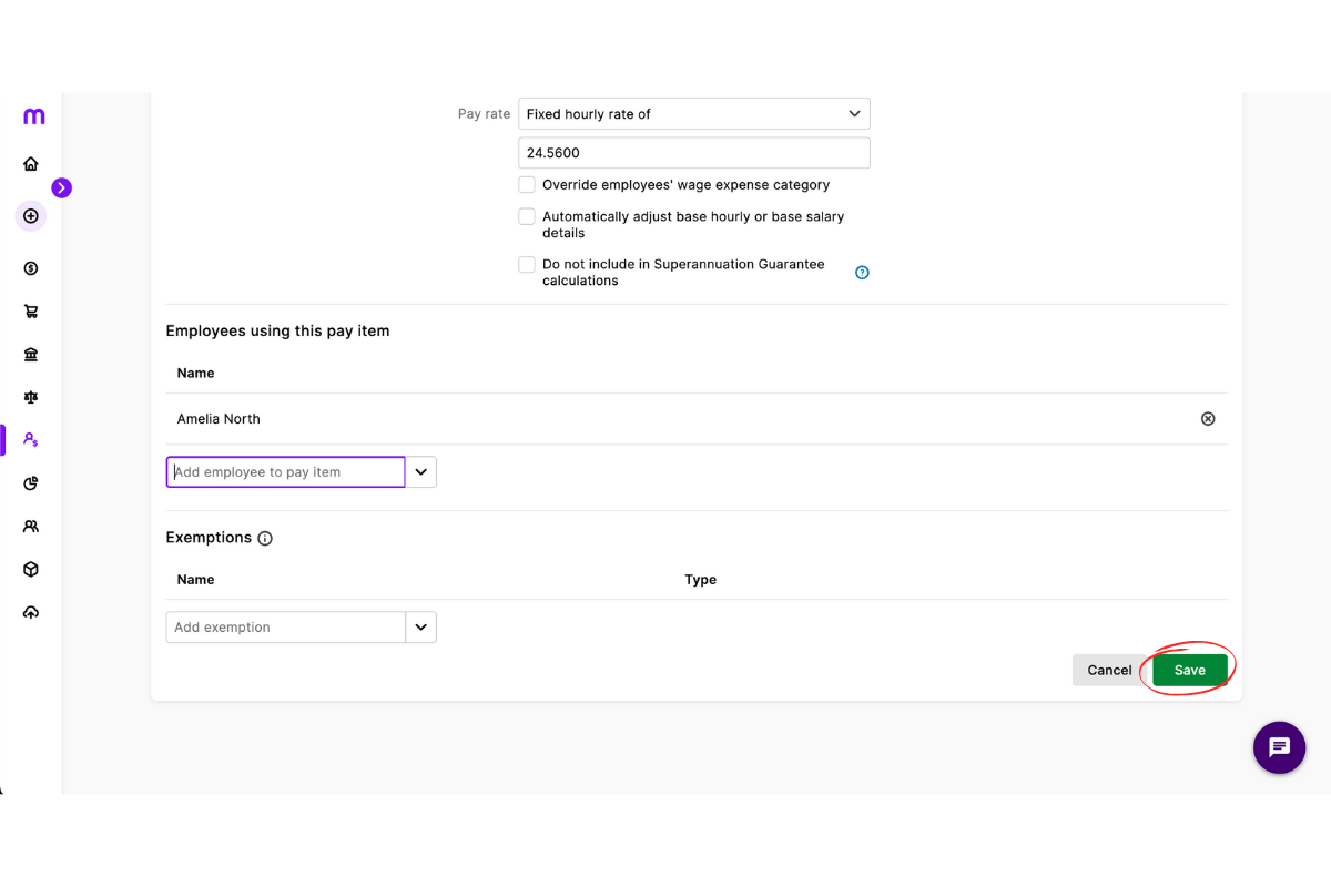 Payroll section in RosterElf