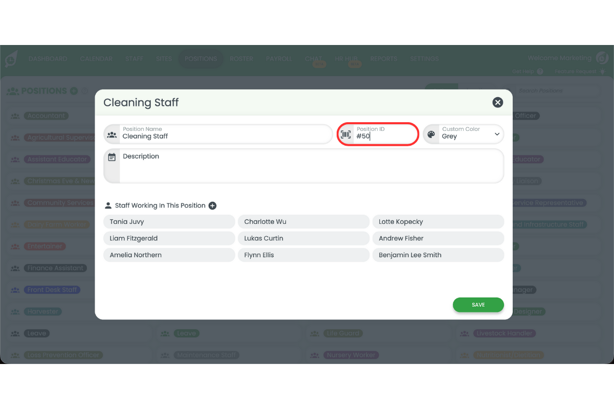 Position ID field with #50 entered for Smartly integration