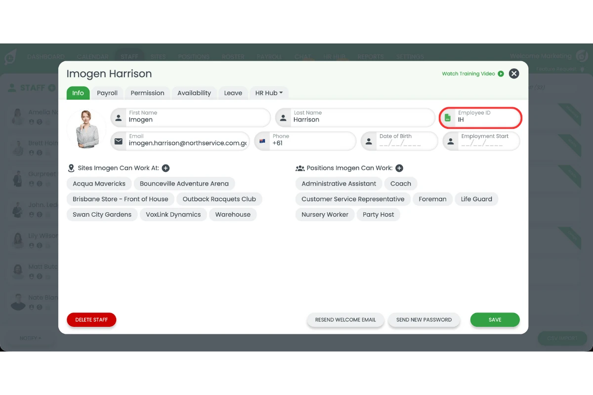 Employee ID field with Smartly ID entered