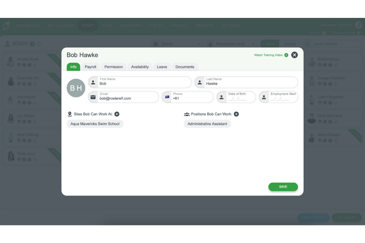 RosterElf vs MYOB name formatting