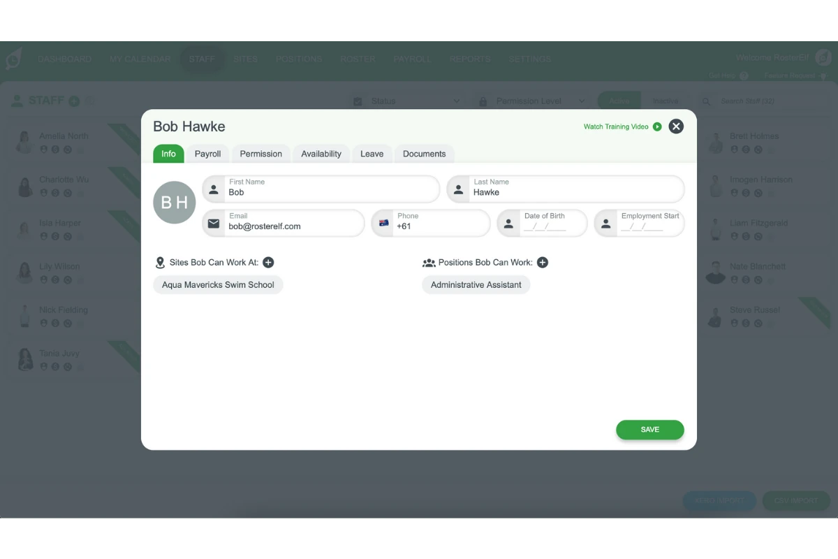 RosterElf vs MYOB name formatting