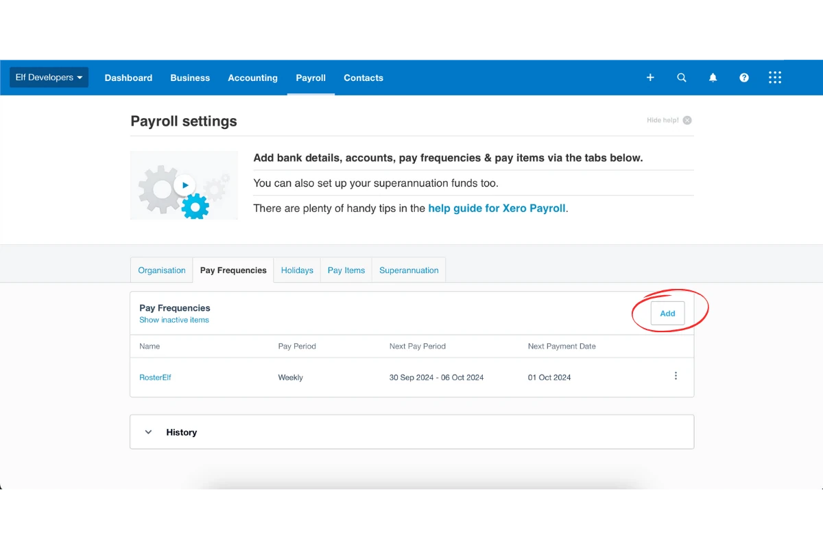 Screenshot of Xero’s Payroll Calendar creation popup