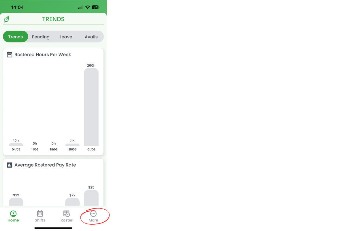 Notification settings in RosterElf app profile
