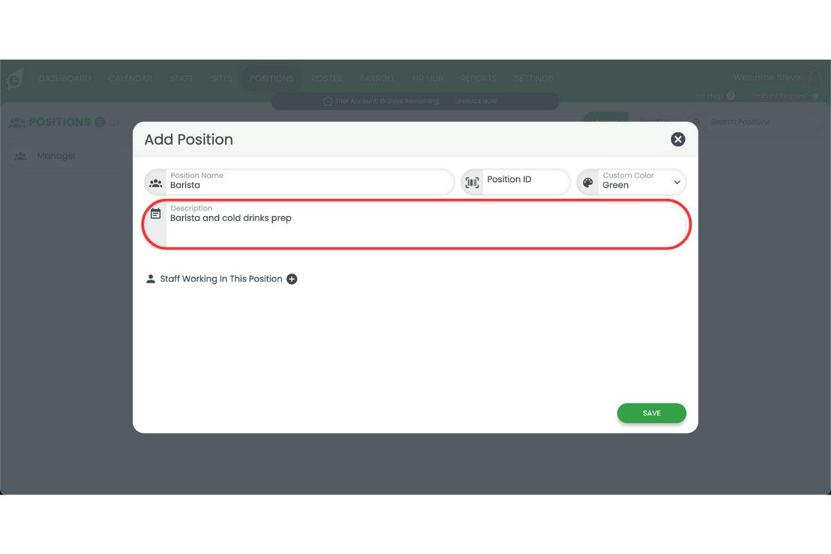 Position description field