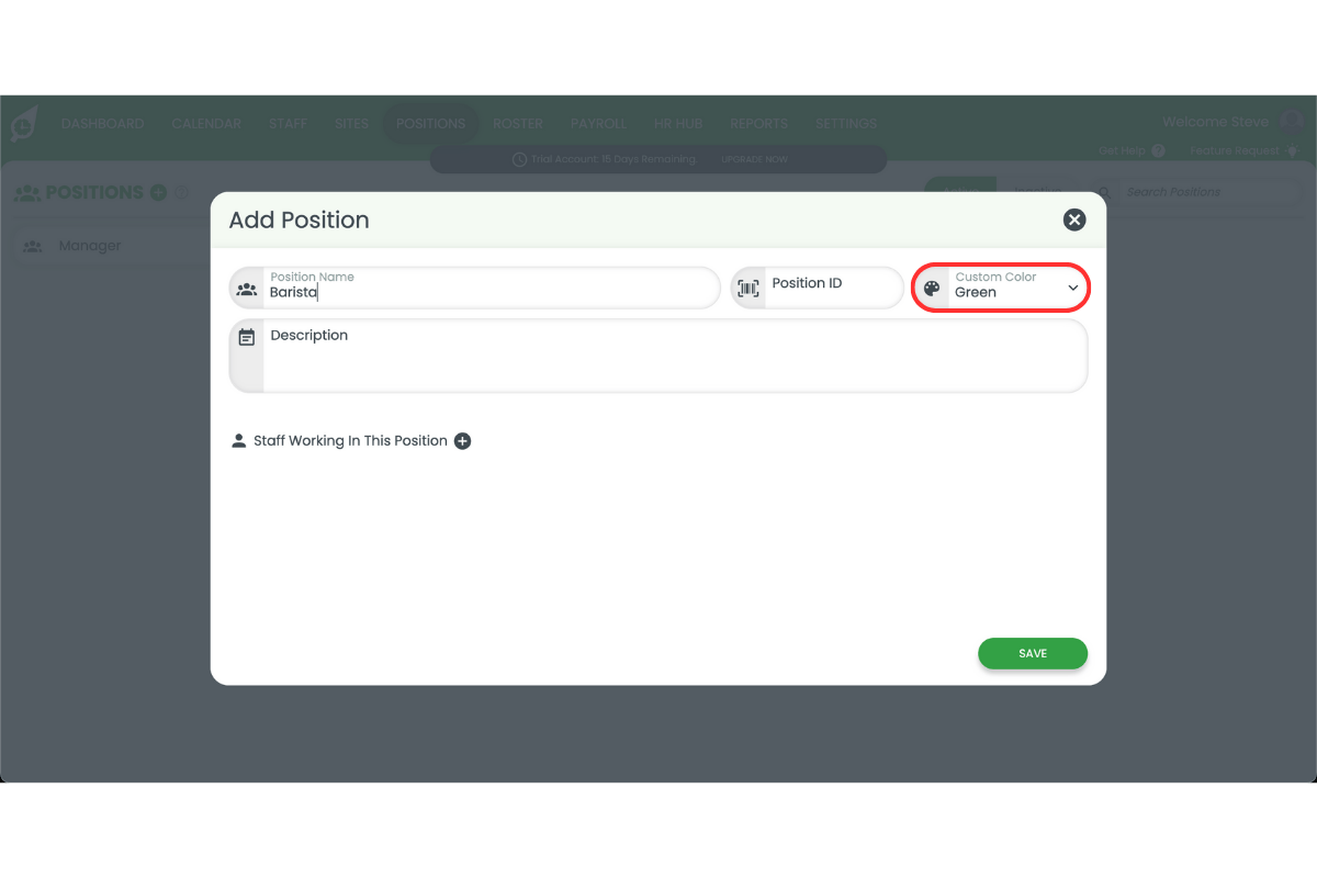 Position color selector