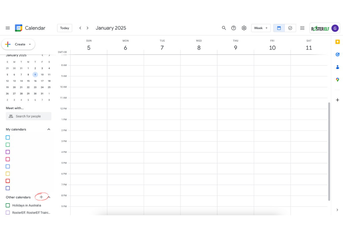 + button under Other Calendars in Google Calendar