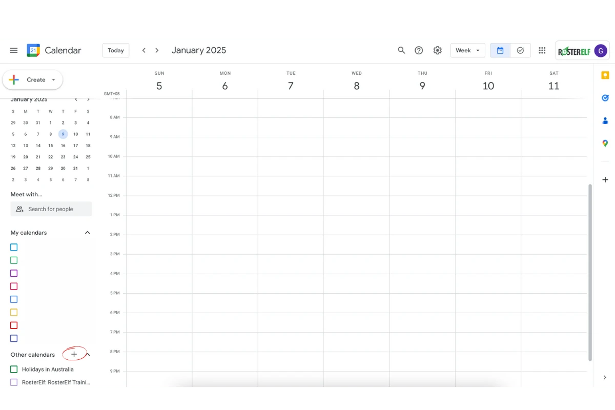 + button under Other Calendars in Google Calendar
