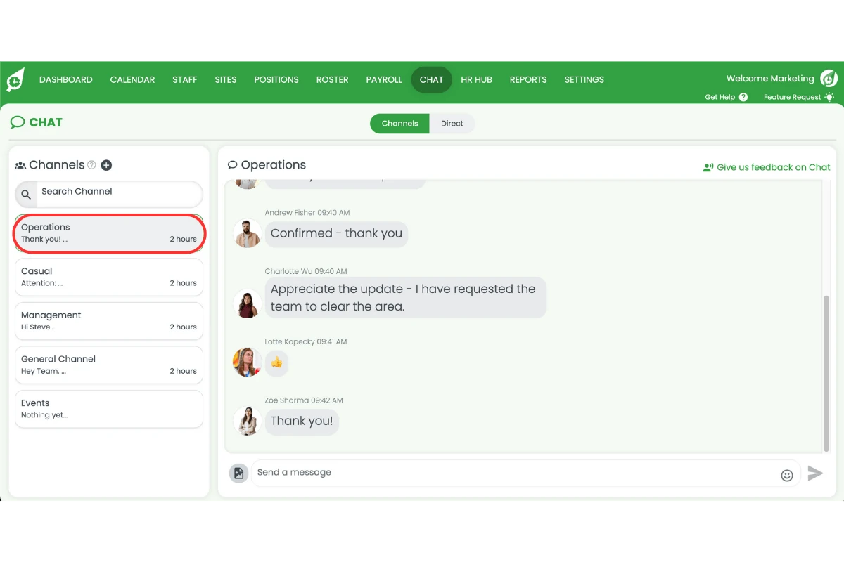 Chat conversation list