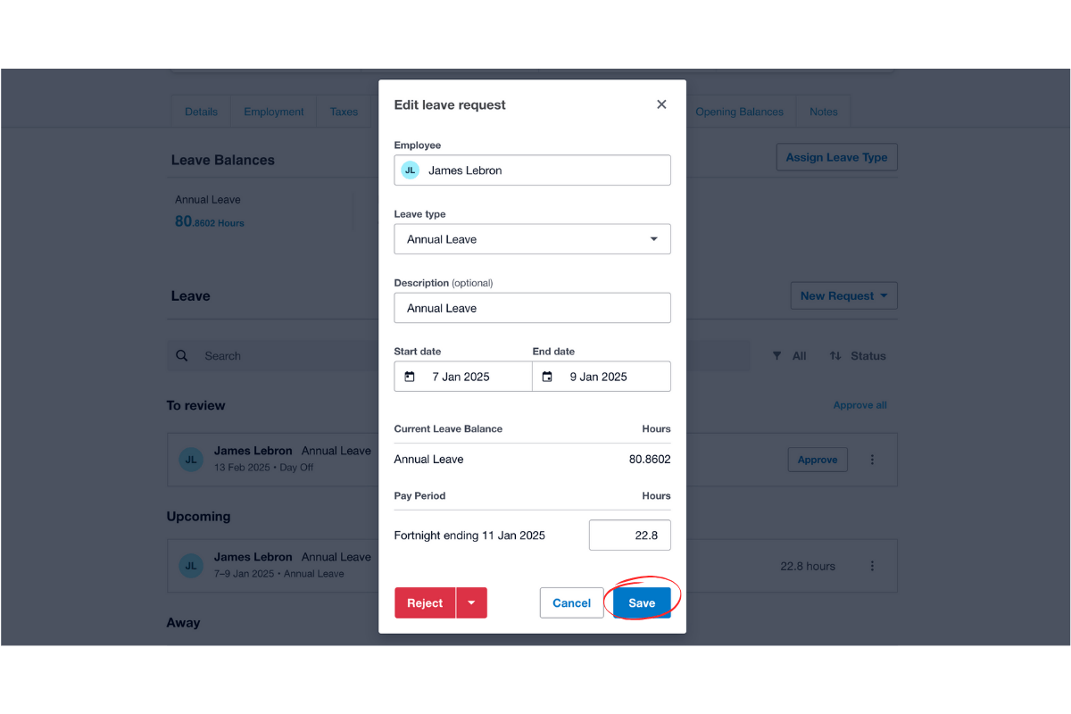 Saving changes in RosterElf