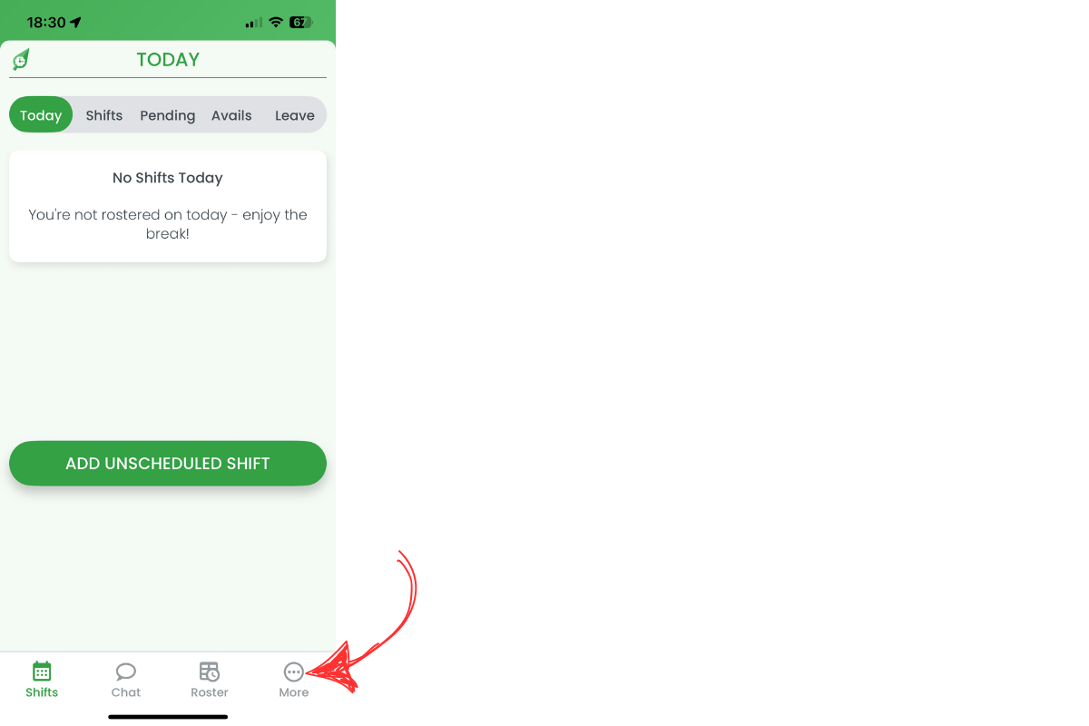 Bottom navigation with More icon highlighted