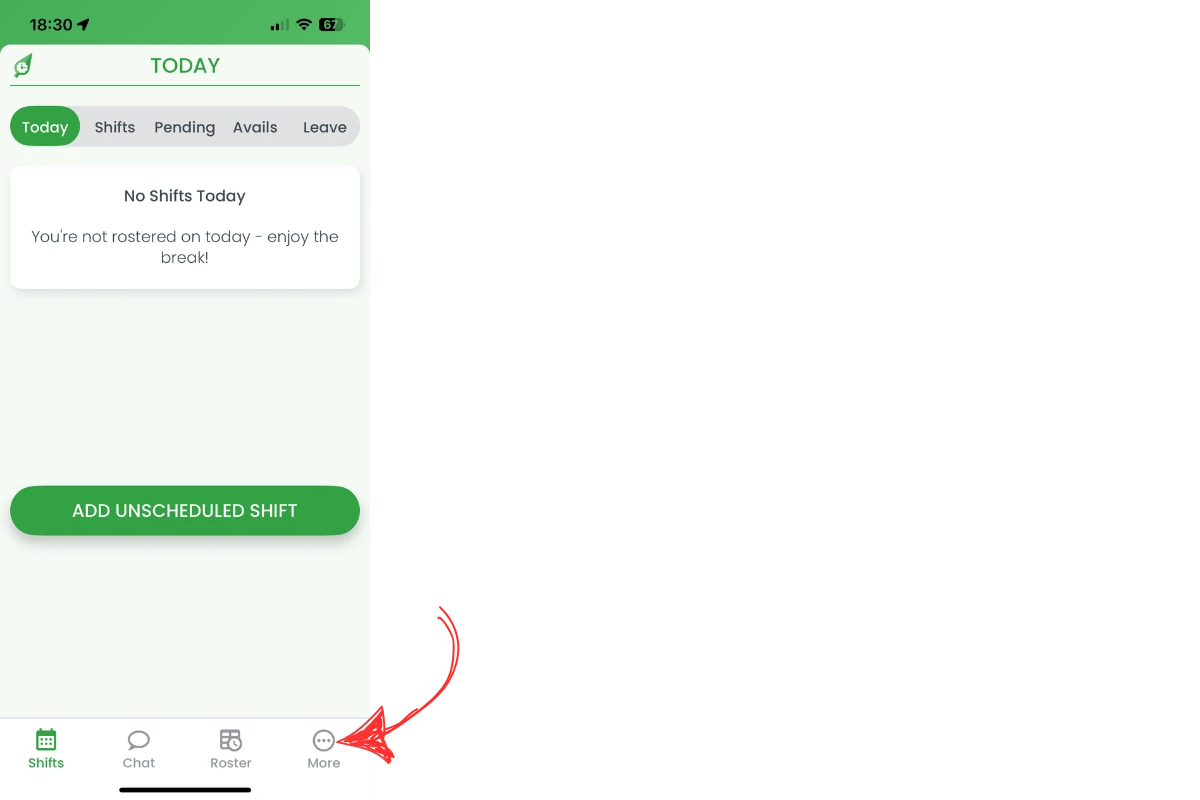 Bottom navigation with More icon highlighted