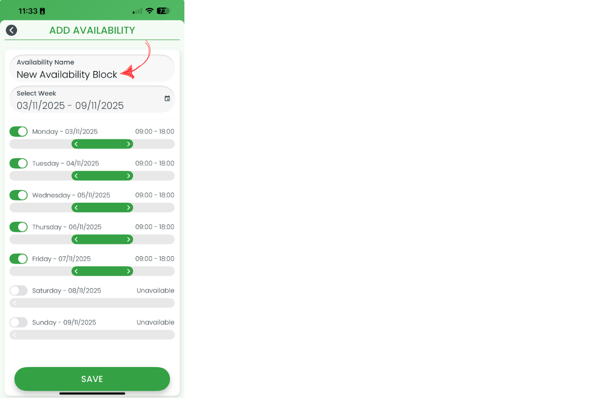 Naming an availability block