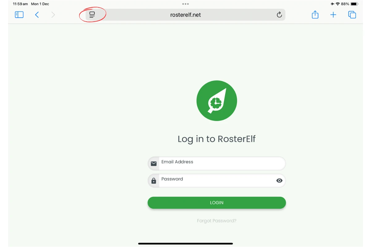 Safari open on an iPad