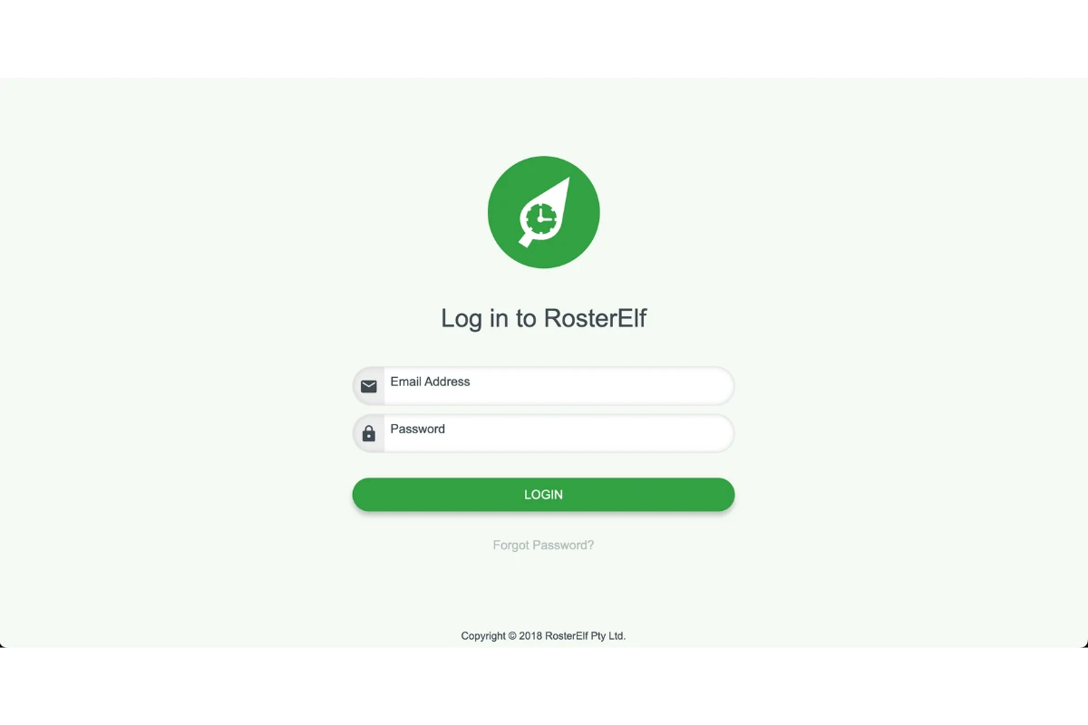 RosterElf dashboard after logging in