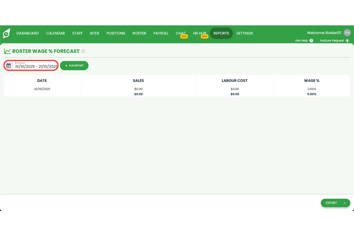 Screenshot from RosterElf showing the interface step