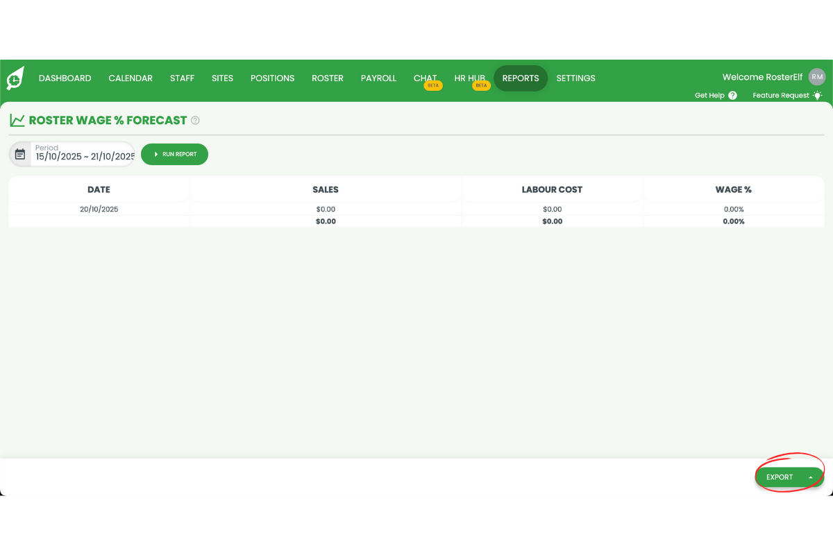 Screenshot from RosterElf showing the interface step