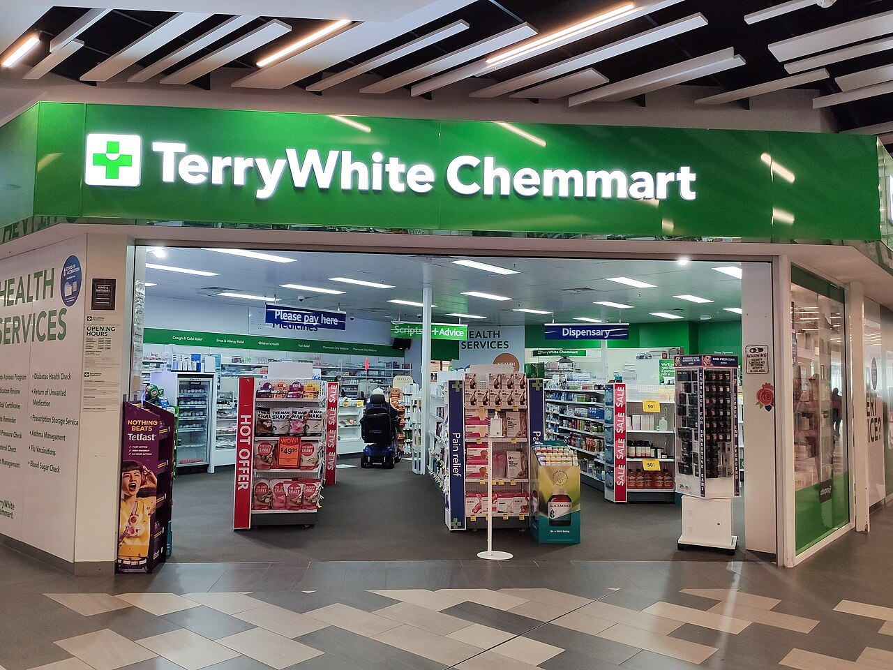 TerryWhite Chemmart Lindisfarne pharmacy interior with health products