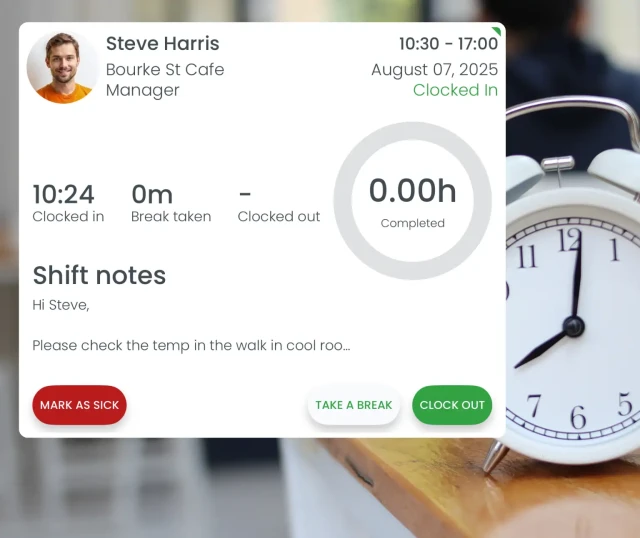 RosterElf digital time clock interface