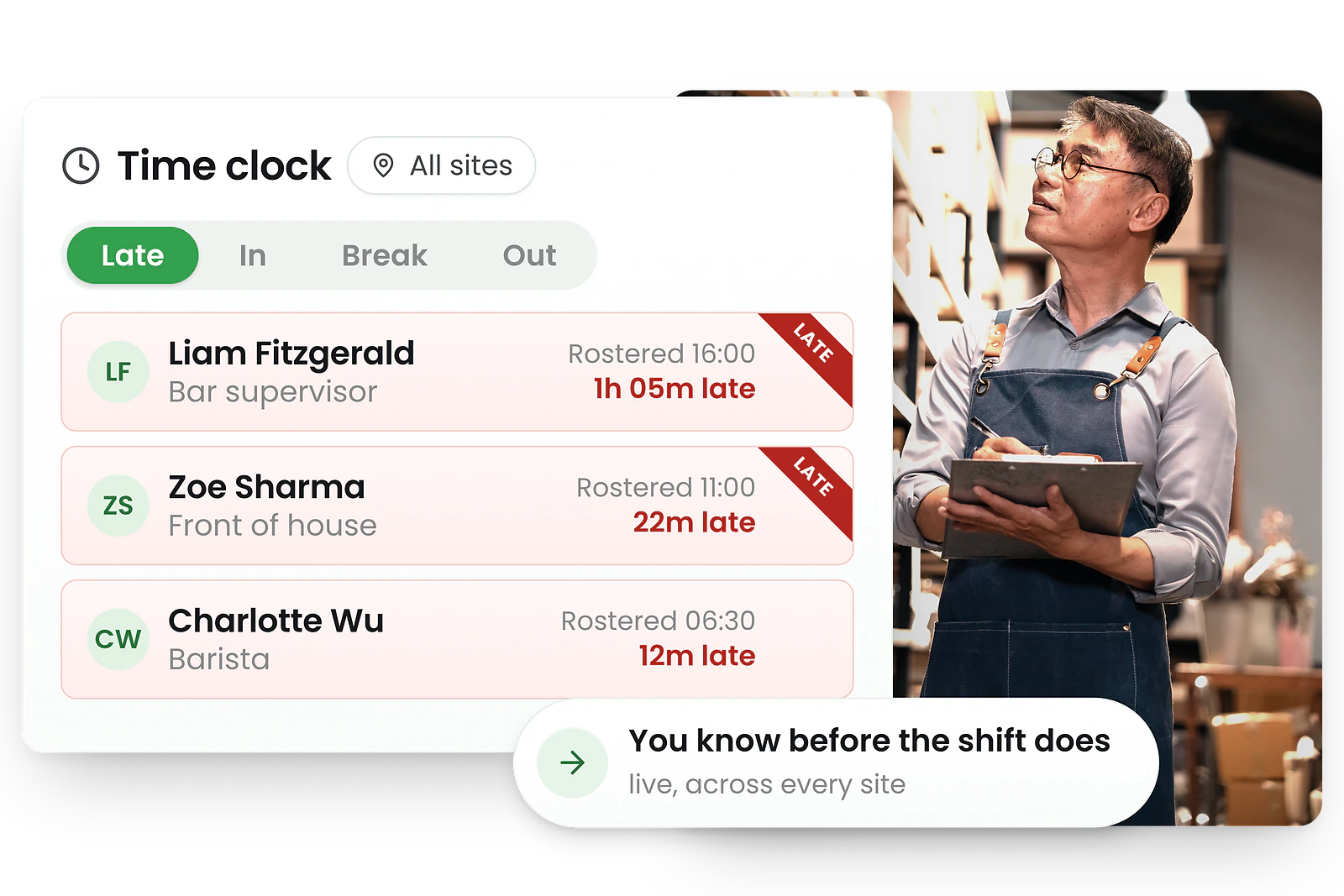 RosterElf Time & Attendance - Real-time attendance tracking