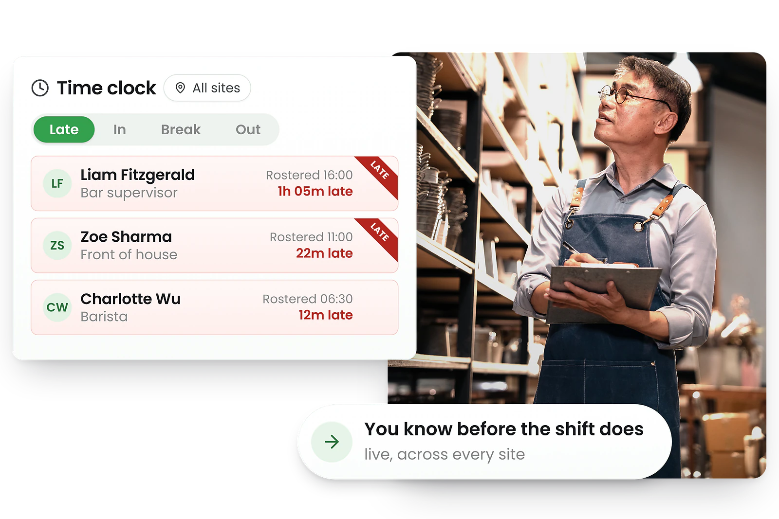RosterElf Time & Attendance - Real-time attendance tracking