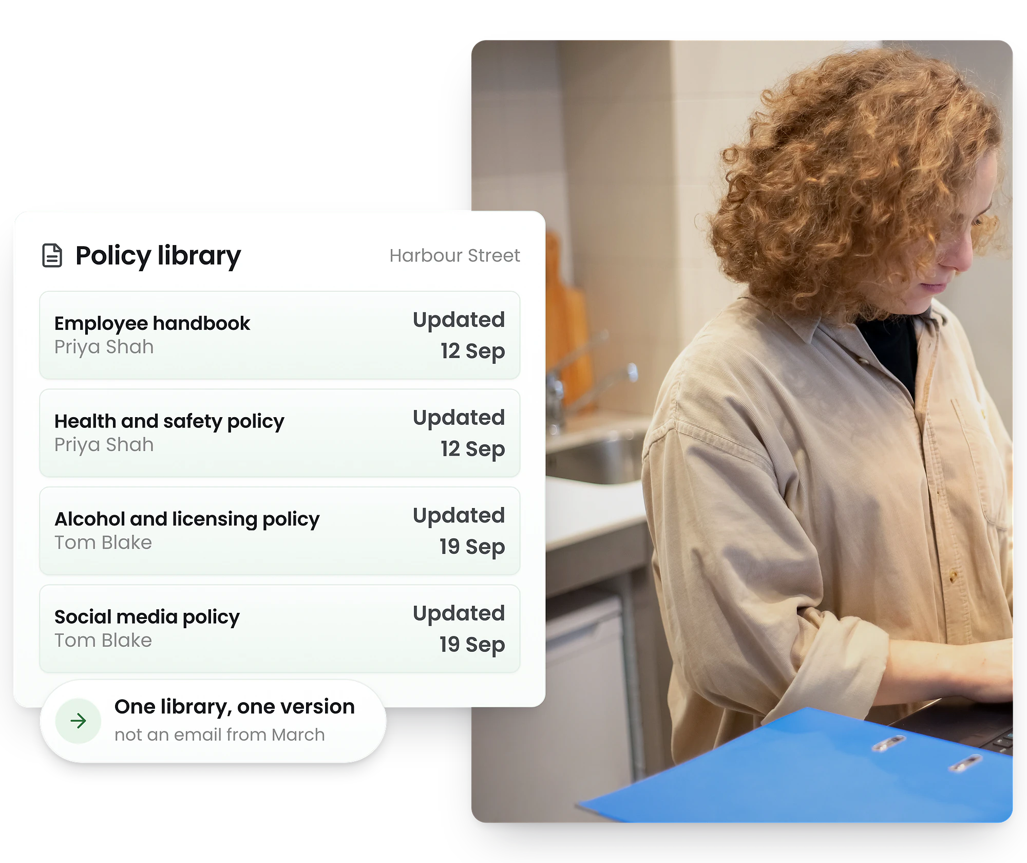 RosterElf UK HR policy management showing Acas-aligned disciplinary procedure with employee acknowledgement tracking