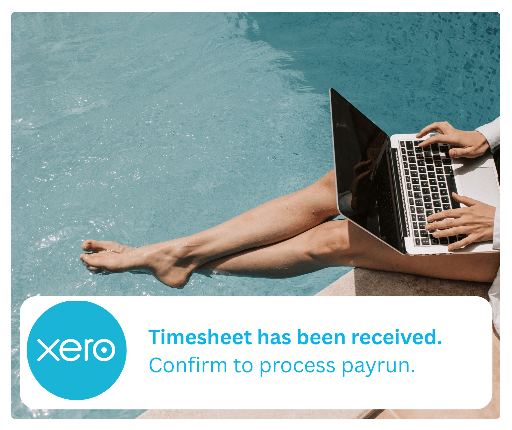 Xero timesheet notification showing payrun ready to process