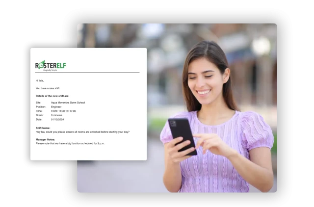 Staff using RosterElf's app