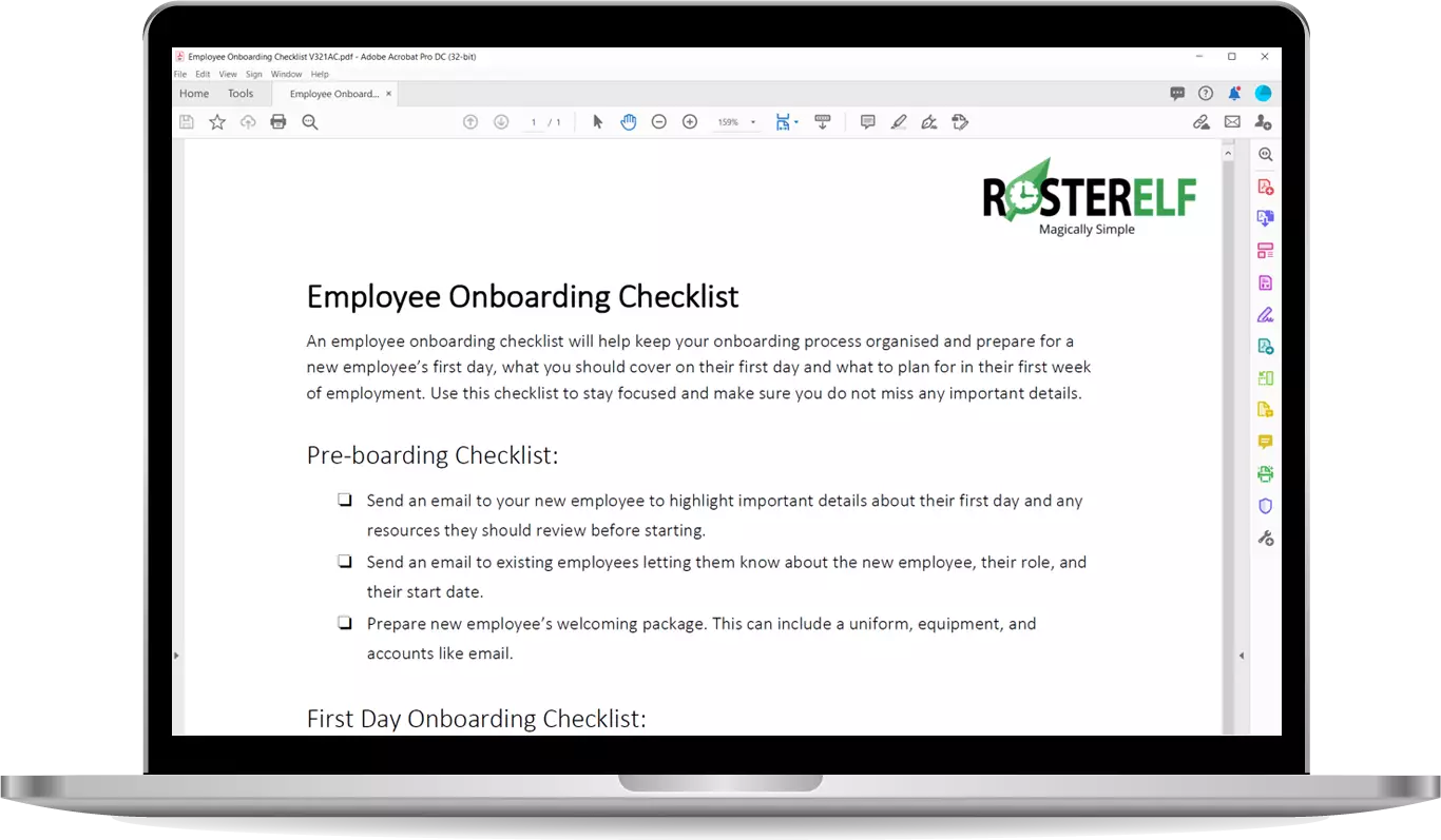 Employee onboarding checklist template rosterelf