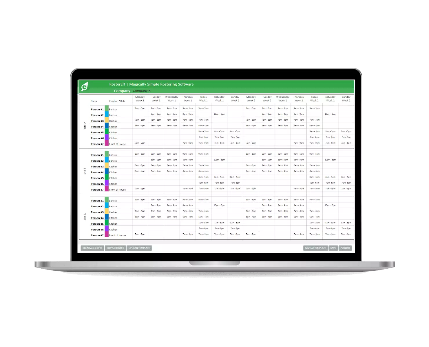 Staff Availability Excel Template RosterElf